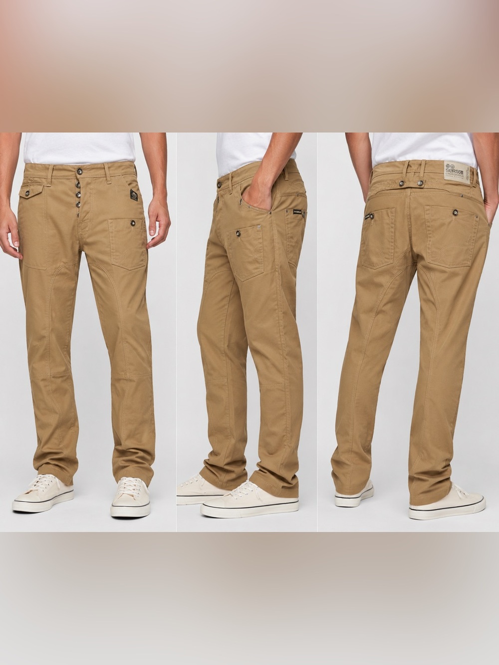 Crosshatch SER55 Kractus Utility Pants Men’s 32x32 Khaki Button Fly Workwear
